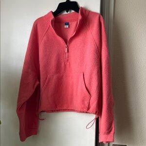 Old Navy Coral Half-Zip Fleece Hoodie